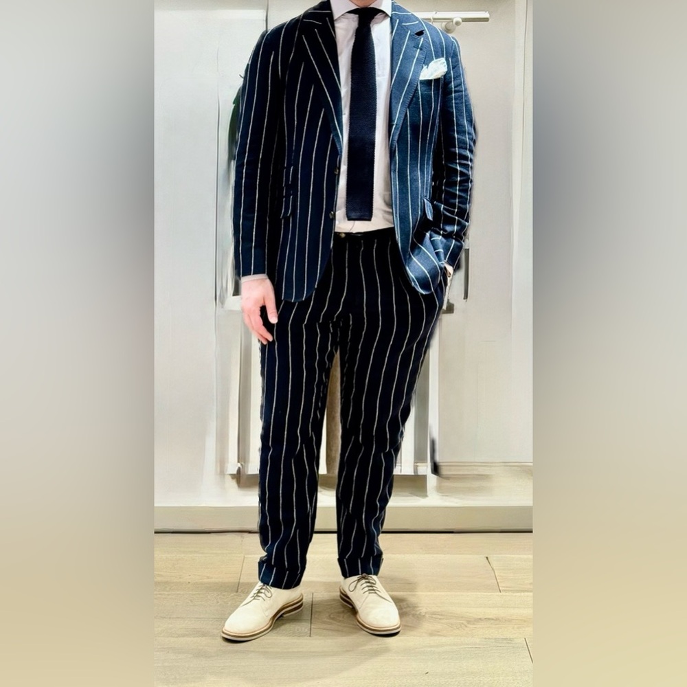 Men's Navy Striped Suit